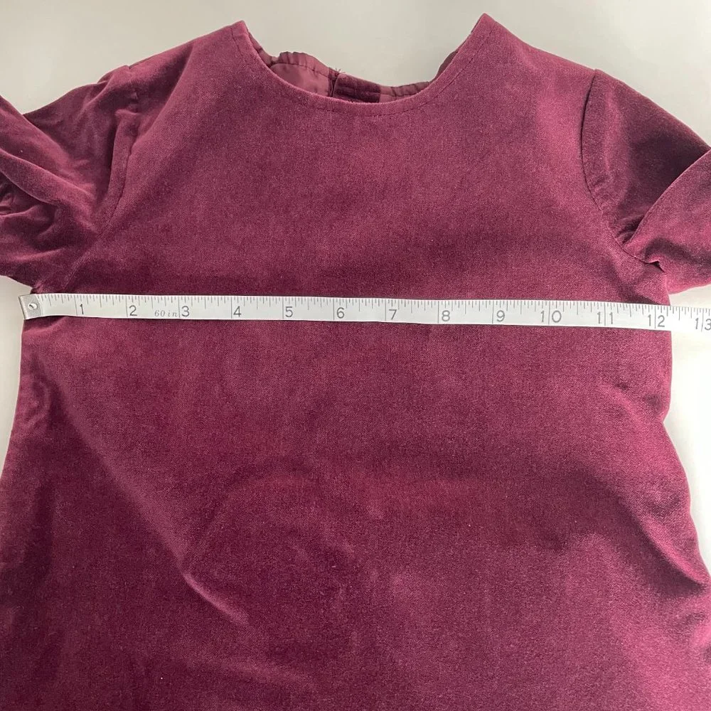 H&M Girls Short Sleeve Button Up Dress Burgundy Velvet Size 3-4Y